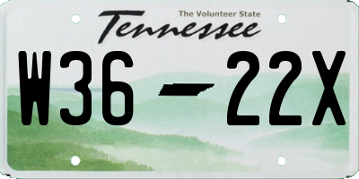 TN license plate W3622X