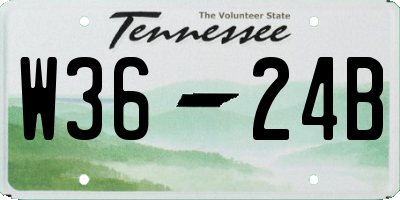 TN license plate W3624B