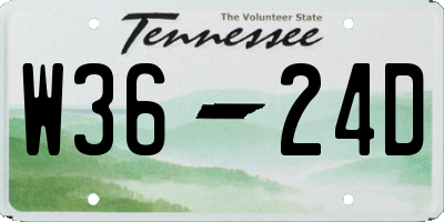 TN license plate W3624D