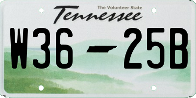 TN license plate W3625B