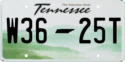 TN license plate W3625T