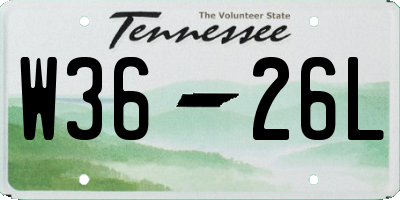 TN license plate W3626L