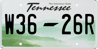 TN license plate W3626R