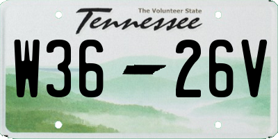 TN license plate W3626V