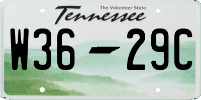 TN license plate W3629C
