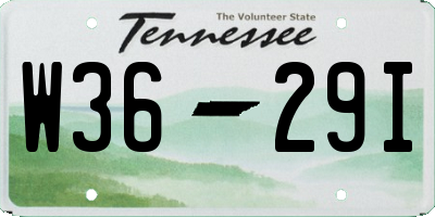 TN license plate W3629I