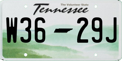 TN license plate W3629J