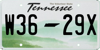 TN license plate W3629X