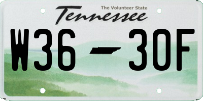 TN license plate W3630F