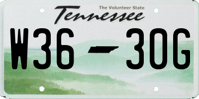 TN license plate W3630G