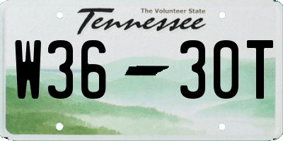 TN license plate W3630T