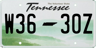TN license plate W3630Z