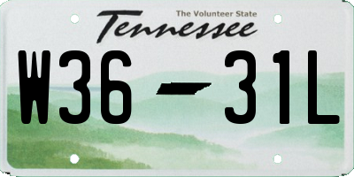 TN license plate W3631L