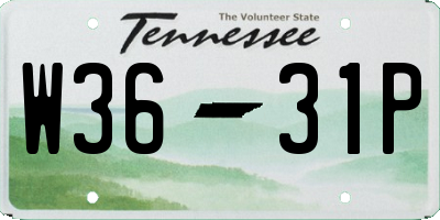 TN license plate W3631P