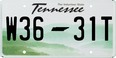 TN license plate W3631T