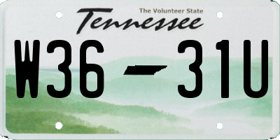 TN license plate W3631U