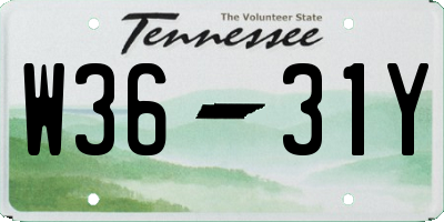 TN license plate W3631Y