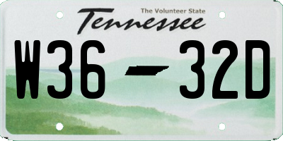 TN license plate W3632D