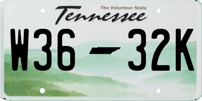 TN license plate W3632K