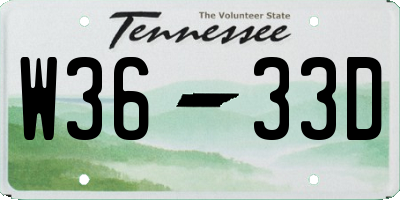 TN license plate W3633D