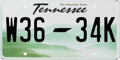 TN license plate W3634K