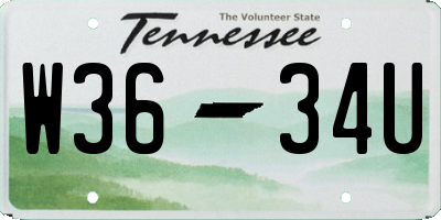 TN license plate W3634U