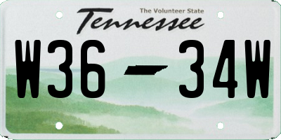 TN license plate W3634W