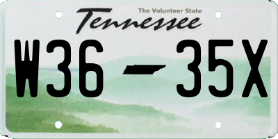 TN license plate W3635X