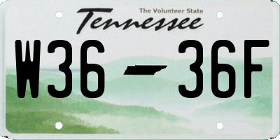 TN license plate W3636F