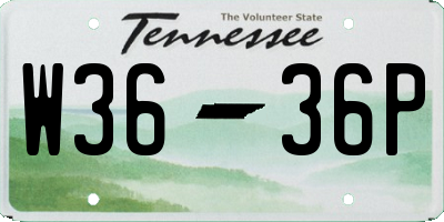 TN license plate W3636P