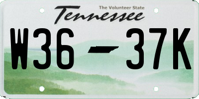 TN license plate W3637K