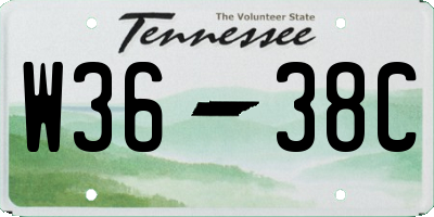 TN license plate W3638C