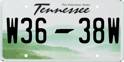 TN license plate W3638W