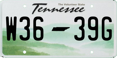 TN license plate W3639G