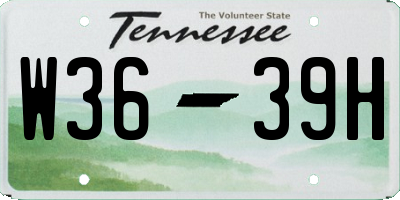 TN license plate W3639H