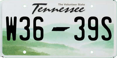 TN license plate W3639S