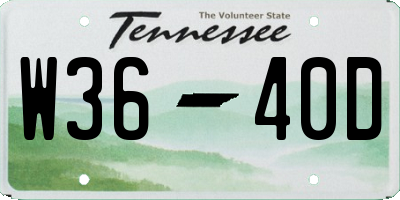 TN license plate W3640D
