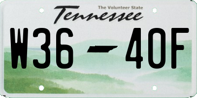 TN license plate W3640F