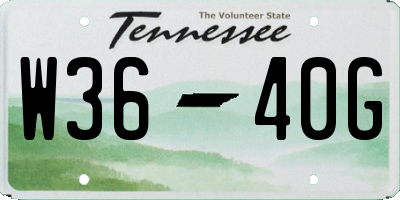 TN license plate W3640G