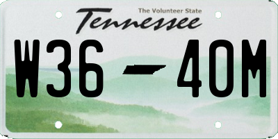 TN license plate W3640M