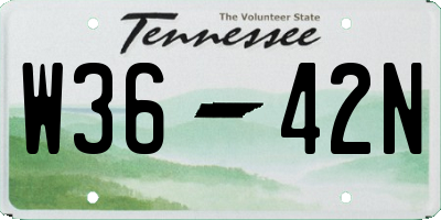 TN license plate W3642N