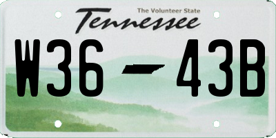TN license plate W3643B
