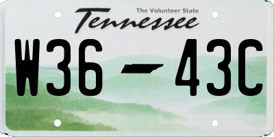 TN license plate W3643C