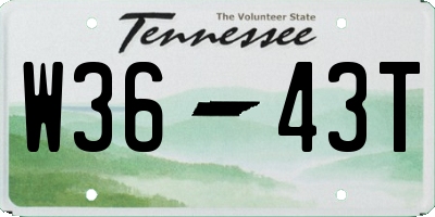 TN license plate W3643T