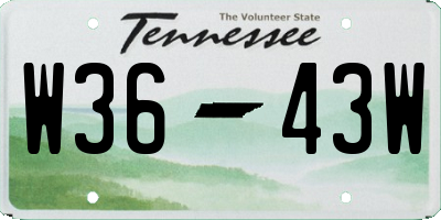 TN license plate W3643W
