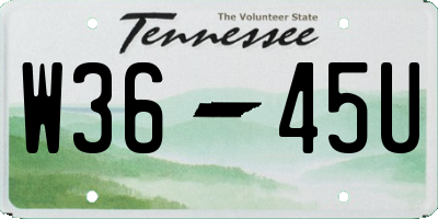 TN license plate W3645U