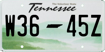 TN license plate W3645Z