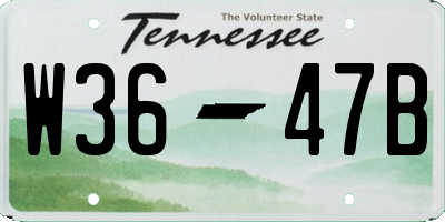 TN license plate W3647B