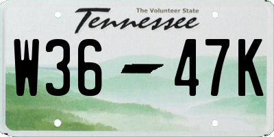 TN license plate W3647K