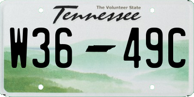 TN license plate W3649C
